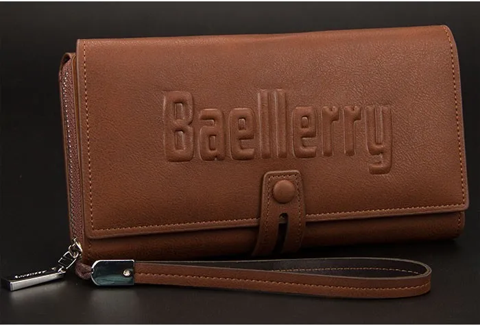 Бренд Baellerry, мужской кошелек на молнии, мужской бумажник из искусственной кожи, Длинный кошелек, сумка для телефона, роскошный держатель для карт, высокое качество, кошельки для денег