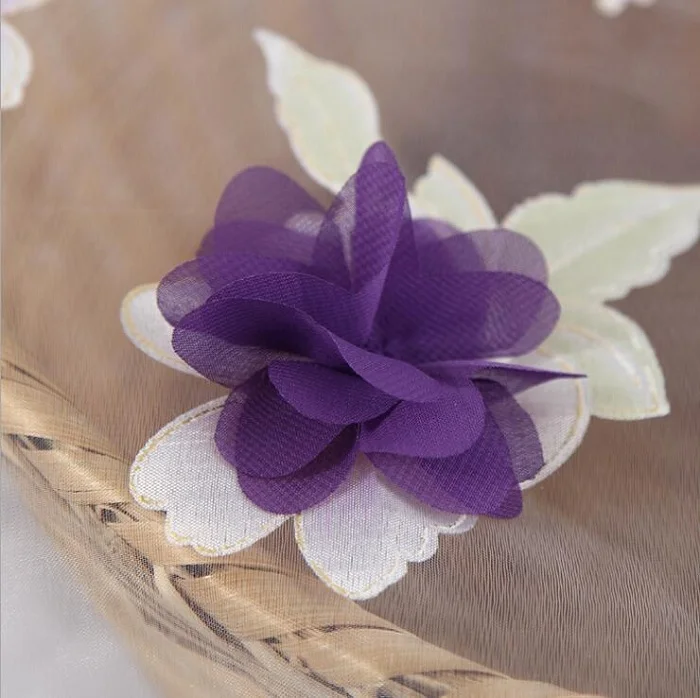 Ткань вышитая Марля 3D Фиолетовый цветок для ручной работы Швейные материалы