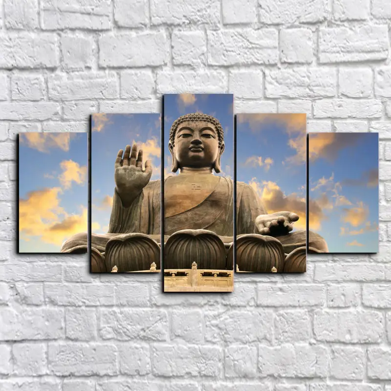 Холст картины новый 5 шт. Будды напечатаны Картина на холсте для дома масляной