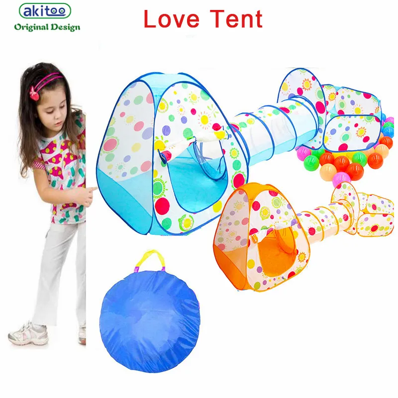 Палатка детская 3 в 1 игровая комната туннель горошек литой баскетбольный бассейн