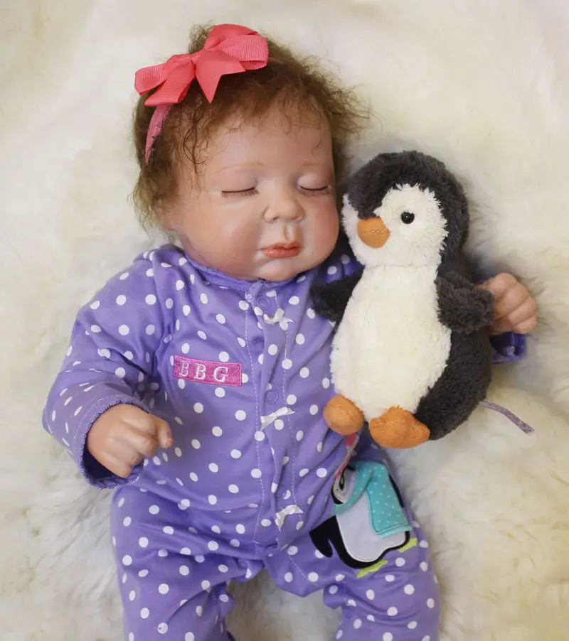

Silicone reborn baby dolls toys 20" 50cm real sleepign newborn girl high quality handmade bebe alive reborn bonecas