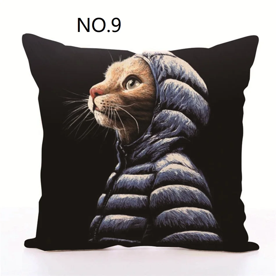 pillow cover 11 Милая льняная наволочка для подушки с рисунком кота и красивая модная квадратная удобная домашняя декоративная наволочка с изображением кота - Цвет: pillow cover 11