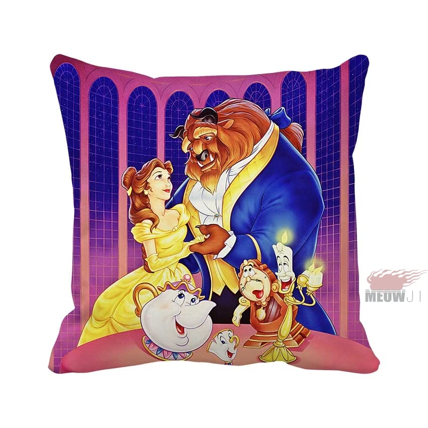Beauty and The Beast Square Custom Zippered Multi Size Throw Pillow Case Free Shipping | Дом и сад