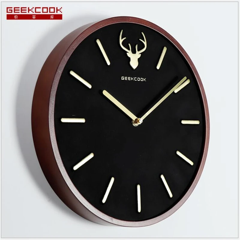 Geekcook New Wall Clocks Large Clock Activated Carbon Wooden Simple Nordic Creative Home Decoration | Дом и сад