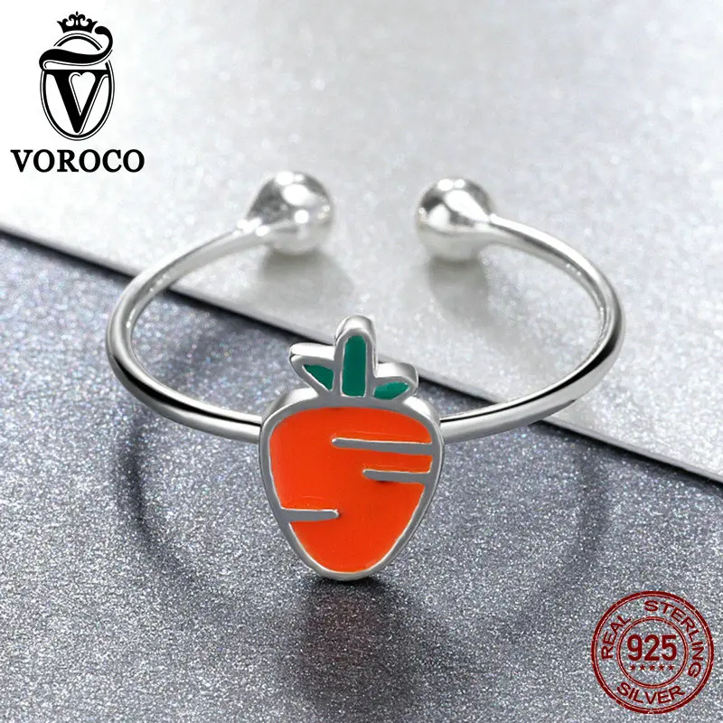 VOROCO настоящий 925 пробы серебряные Регулируемые кольца милое Открытое кольцо с