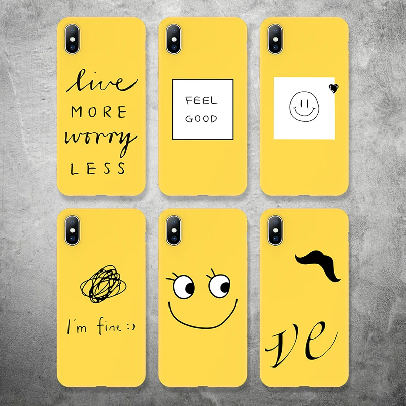 Lovebay Phone Case For iPhone 6 6s 7 8 Plus X XR XS Max 5 5s SE Fashion Cute Cartoon Letter Smiley Face Soft TPU |