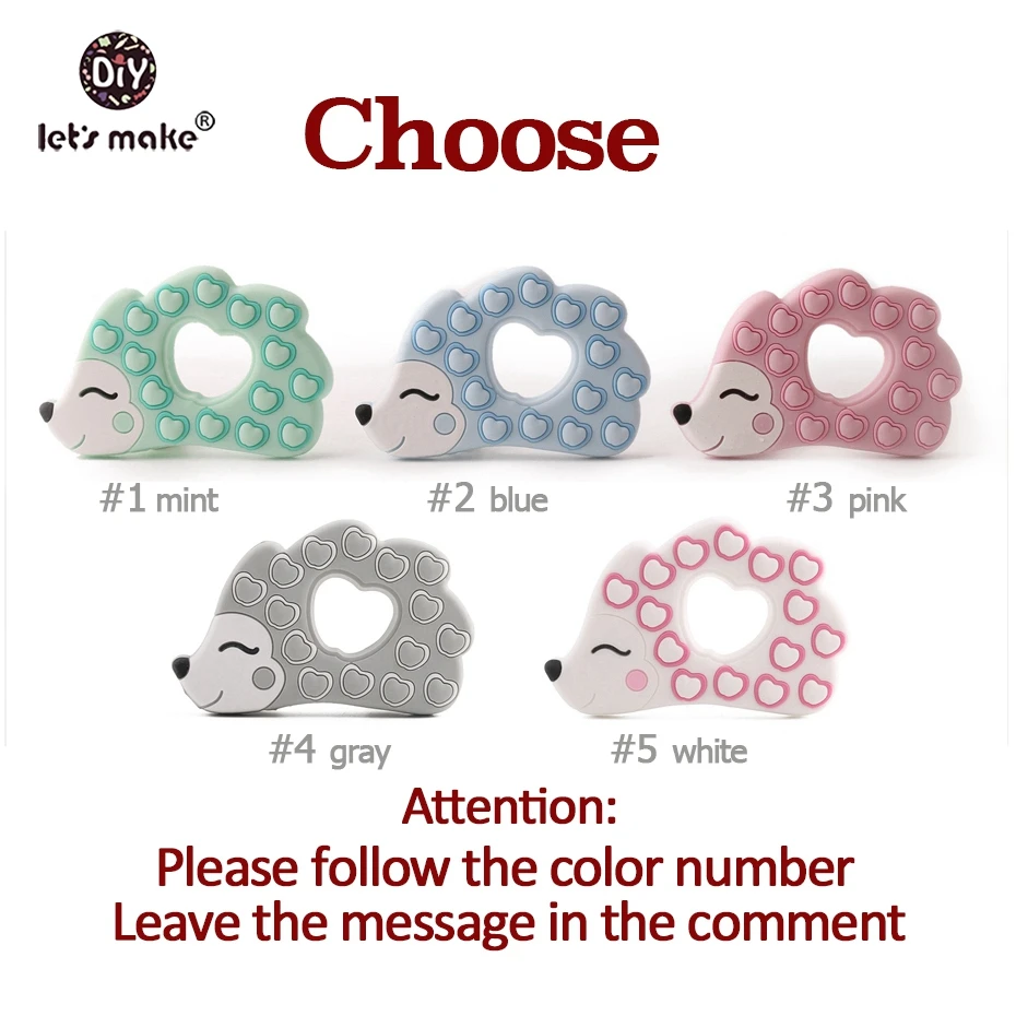 Let's Make 10pcs Silicone Teether Hedgehog BPA Free Teething Cartoon Porcupine Food Grade 7-9 months Baby Teethers Patent Owner | Мать и