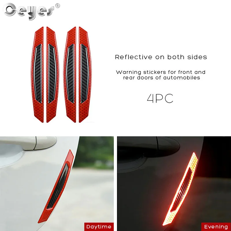 Style 1 Red 4pcs Ceyes автомобильный Стайлинг Автомобильная Светоотражающая полоса Предупреждение ющий отражатель углеродное волокно универсальная светящаяся наклейка аксессуары Авто Наклейка s - Цвет: Style 1 Red 4pcs
