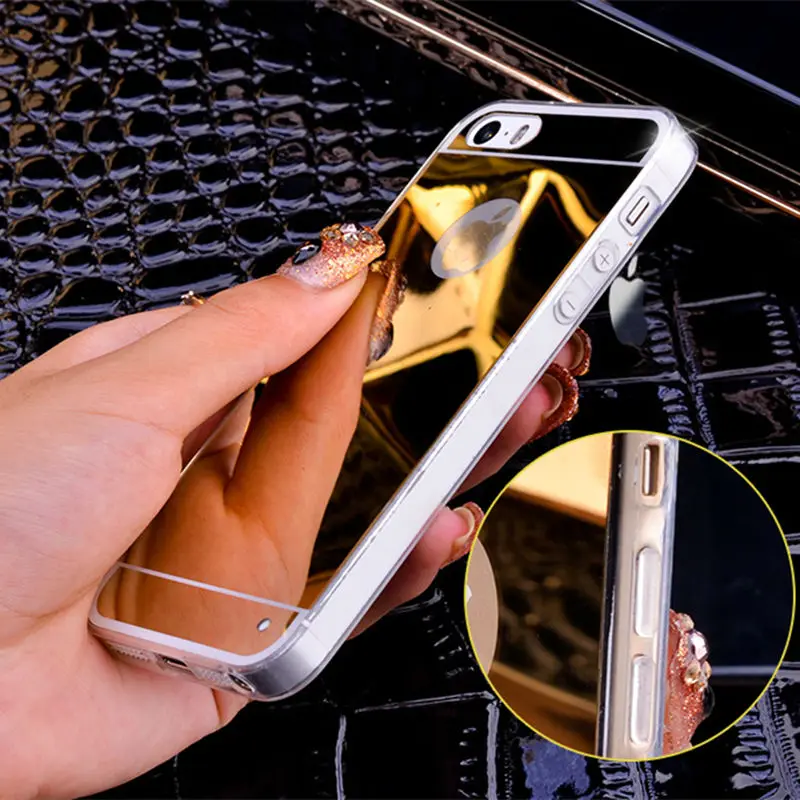 Fundas силиконовый мягкий зеркальный ТПУ чехол для iPhone 4 4S 5 SE 6 6S Plus 7 модный макияжа