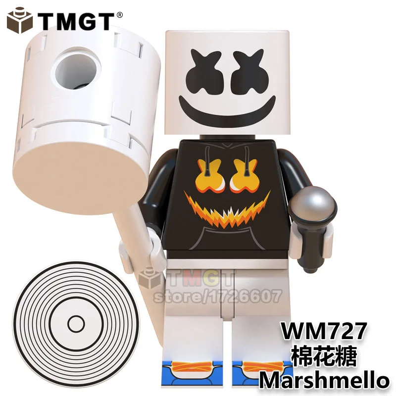 WM727 Marshmellow DJ рок певцы игрушки WM6064 микрофон молоток Фредди Меркурий поцелуй Группа Стэнли пол строительные блоки подарки для детей - Цвет: WM727