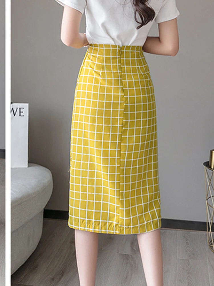 Винтажные длинные юбки в клетку Женская юбка нестандартной длины лето 2019