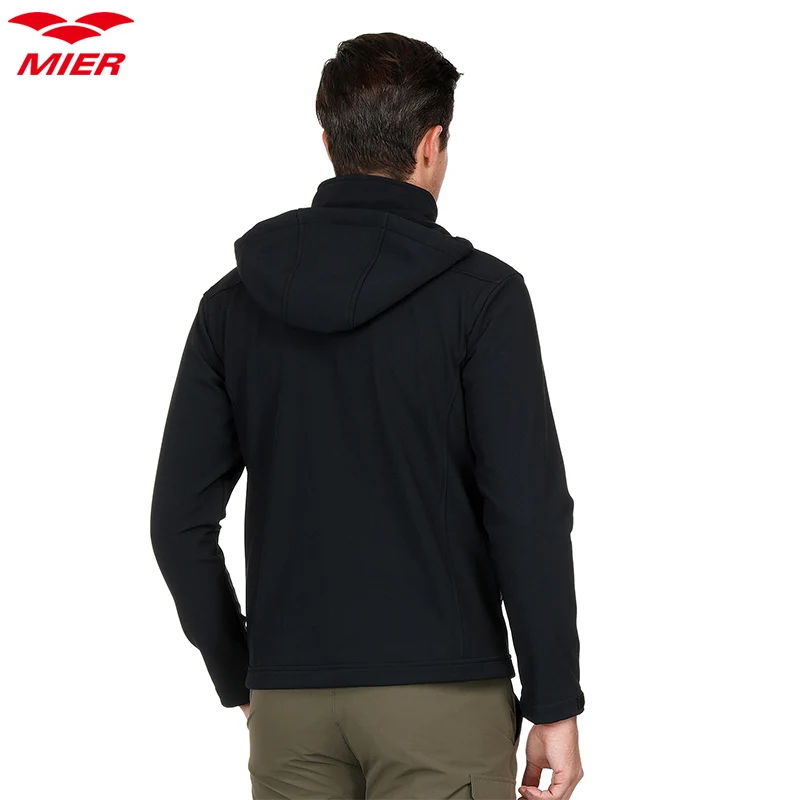 MIER Мужская куртка с капюшоном Softshell флисовая подкладка тактическая Верхняя