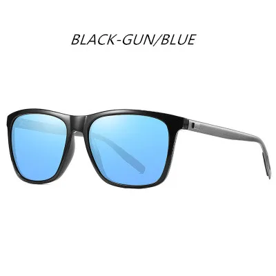 blackgunblue Мужские солнцезащитные очки, мужские поляризованные солнцезащитные очки, спортивные, для вождения, зеркальные, алюминиевая квадратная оправа, солнцезащитные очки, UV400, gafas de sol hombre - Цвет линз: blackgunblue