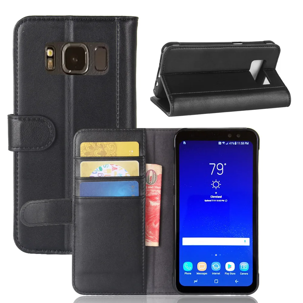 Для samsung Galaxy S8 Active натуральная кожа сплошной цвет флип чехол для телефона |