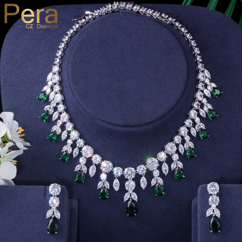 Роскошные серьги-подвески с фианитами Pera ожерелье тяжелый комплект ювелирных