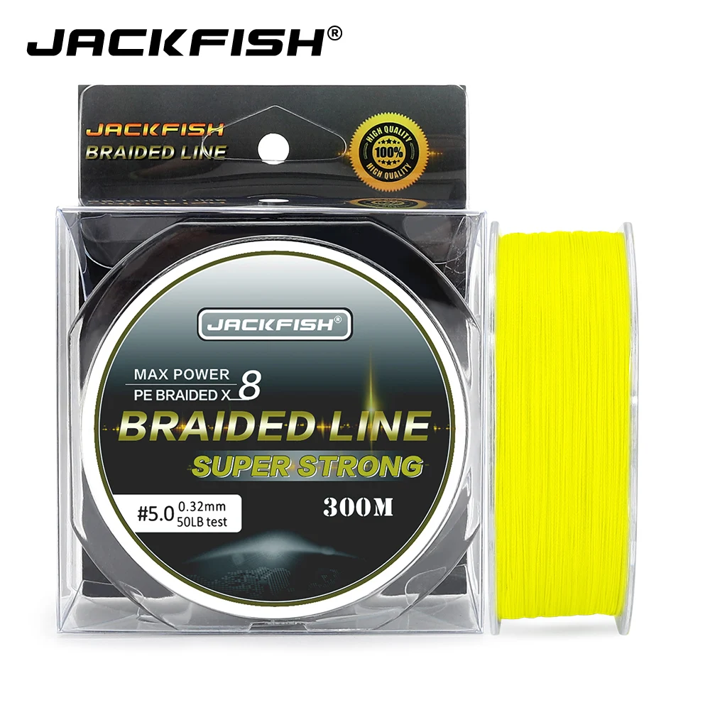Суперпрочная плетеная рыболовная леска JACKFISH 300 м 8 нитей 10 80 анг. Фунт.