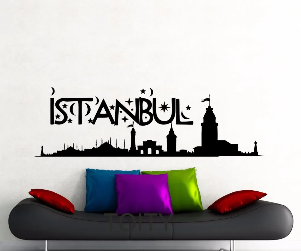 

Istanbul Wall Sticker Turkey Famous Silhouette Landscape Word City Vinyl Decal Home Room Interior Decor Art Mural