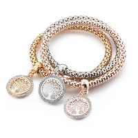 longway 2019 new tree of life charm bracelets for women crystal vintage keep color gold bracelet bangles women sbr180085