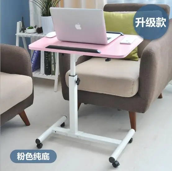 Upgrade M Pink Movable Computer Desk Adjustable Laptop Desk Lazy Desk Bedside Lifting Table For Bed Sofa - Цвет: Upgrade M Pink