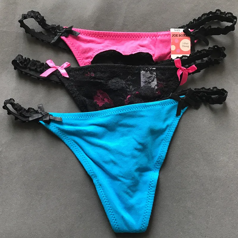 3PCS S-XL Cotton G String Sexy Women Thong for Lady Panties Lace Underwear | Женская одежда