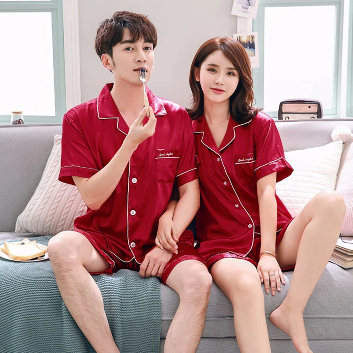 Шелковая пижама Daeyard Женская атласная для пары комплект из 2 предметов рубашка и