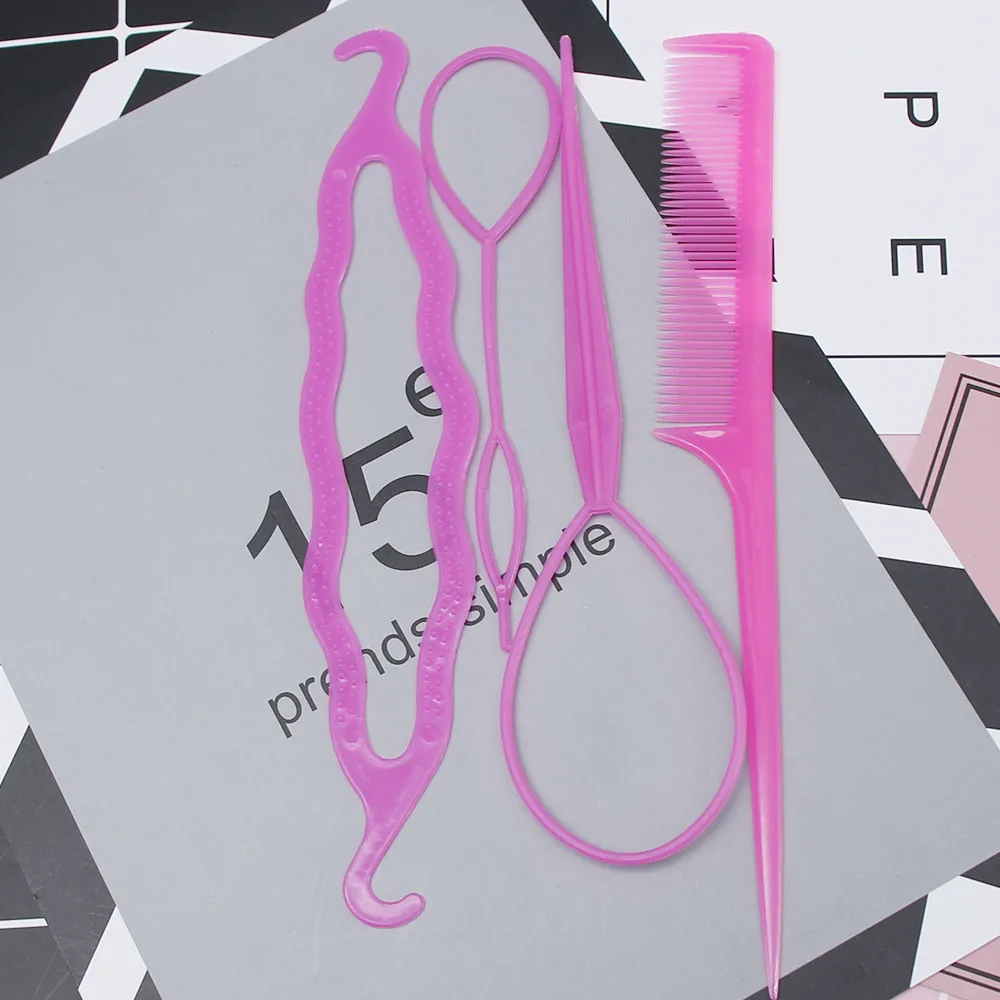 

4pcs/set Women Girls Fast Easy Magic Bun Princess Hairstyle Popular Hair Artifact Tool Hair Braider Maker Styling Tool