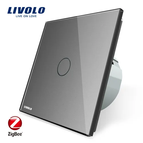 Grey Livolo ЕС Стандартный Zigbee умный дом настенный сенсорный выключатель, сенсорный/WiFi/APP управление, работает с Alexa, работает только с Livolo шлюз - Цвет: Grey