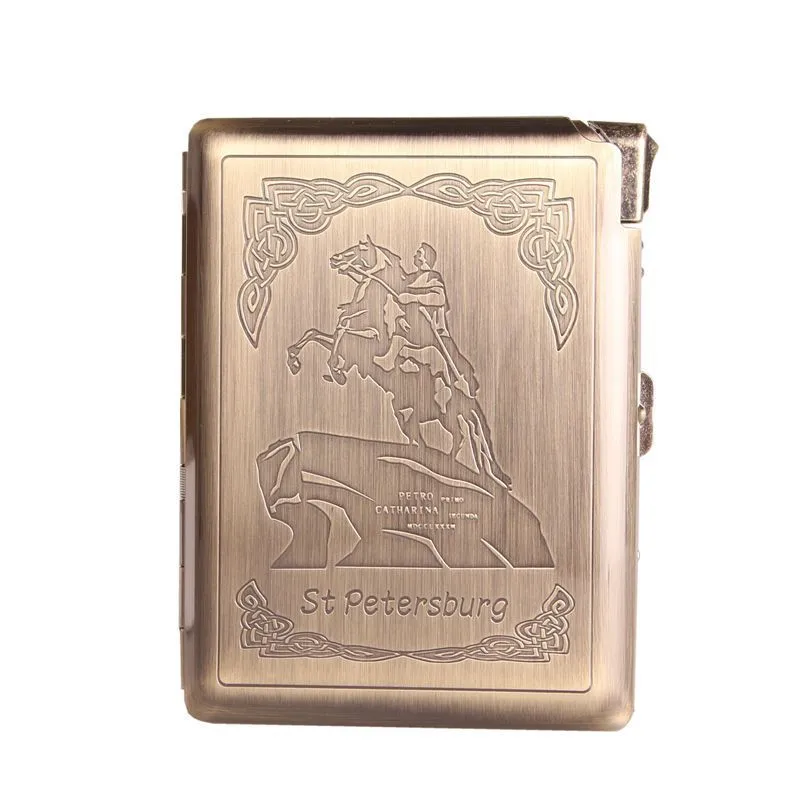 Металлический портсигар с Зажигалка газовая зажигалка курение Cigare коробка