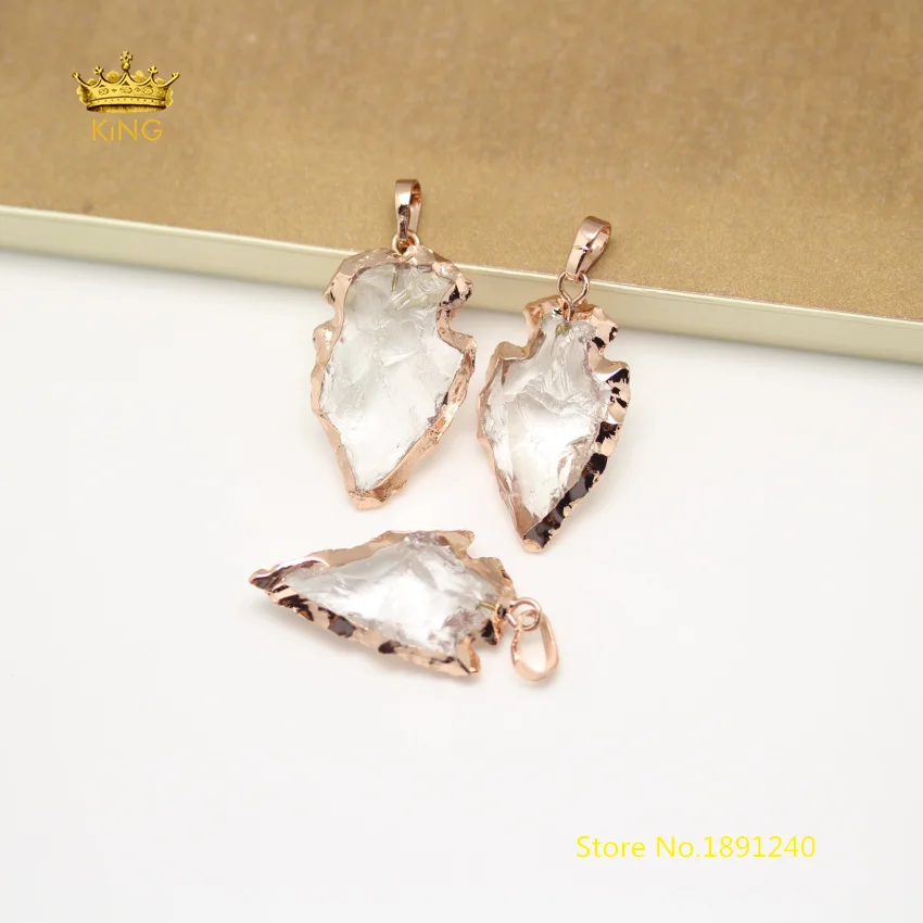 5 шт. подвески в виде наконечника стрелы из прозрачного белого кварца