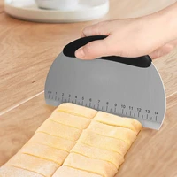 stainless steel metal griddle scraperplastic handle with scaled dough knife kitchen baking tool anti injury hand scraping knife