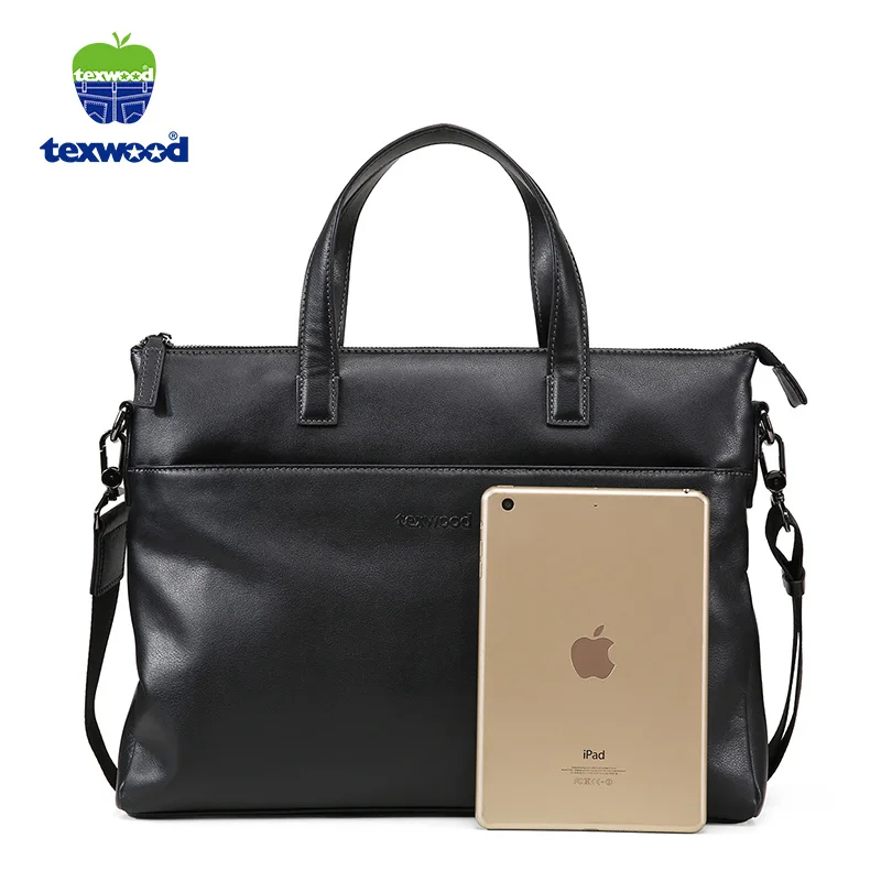 Texwood Genuine leather Business Briefcases handbags male shoulder bags high quality Natural skin men handbag Laptop bag | Багаж и сумки