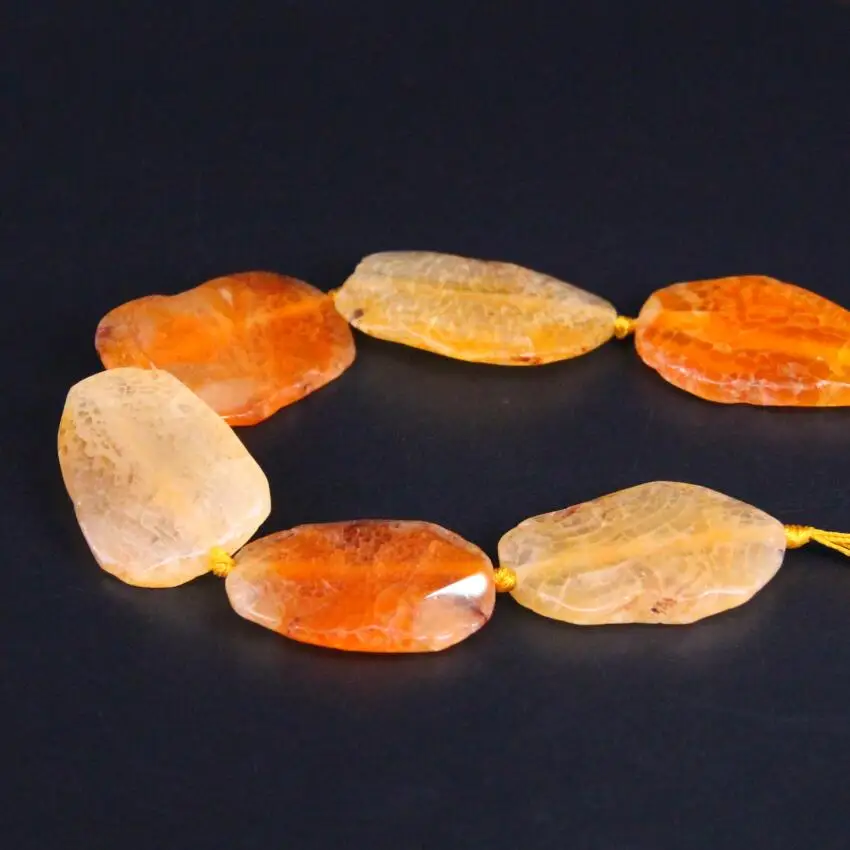 Approx8PCS/strand Orange Yellow Raw Dragon Veins Agates Druzy Faceted Slab Nugget Beads Drusy Gems Stone Slice Pendants Jewelry | Украшения