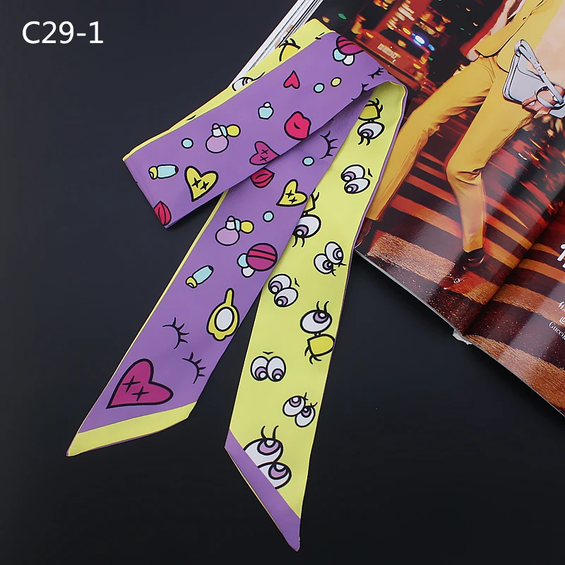 Женский шелковый шарф с принтом глаза 100x5 см| |