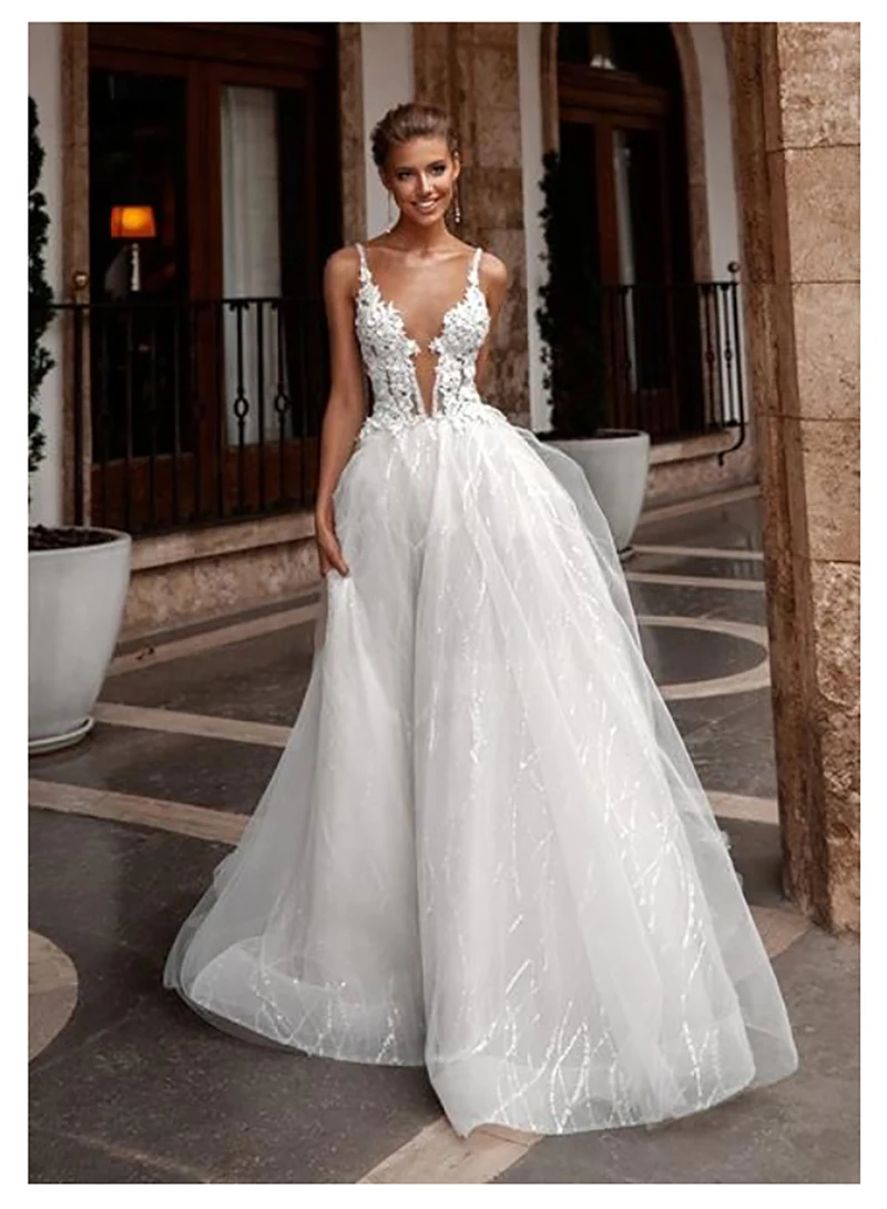 Robe De Mariage свадебное платье 2019 Холтер без рукавов бисер кружево аппликационные