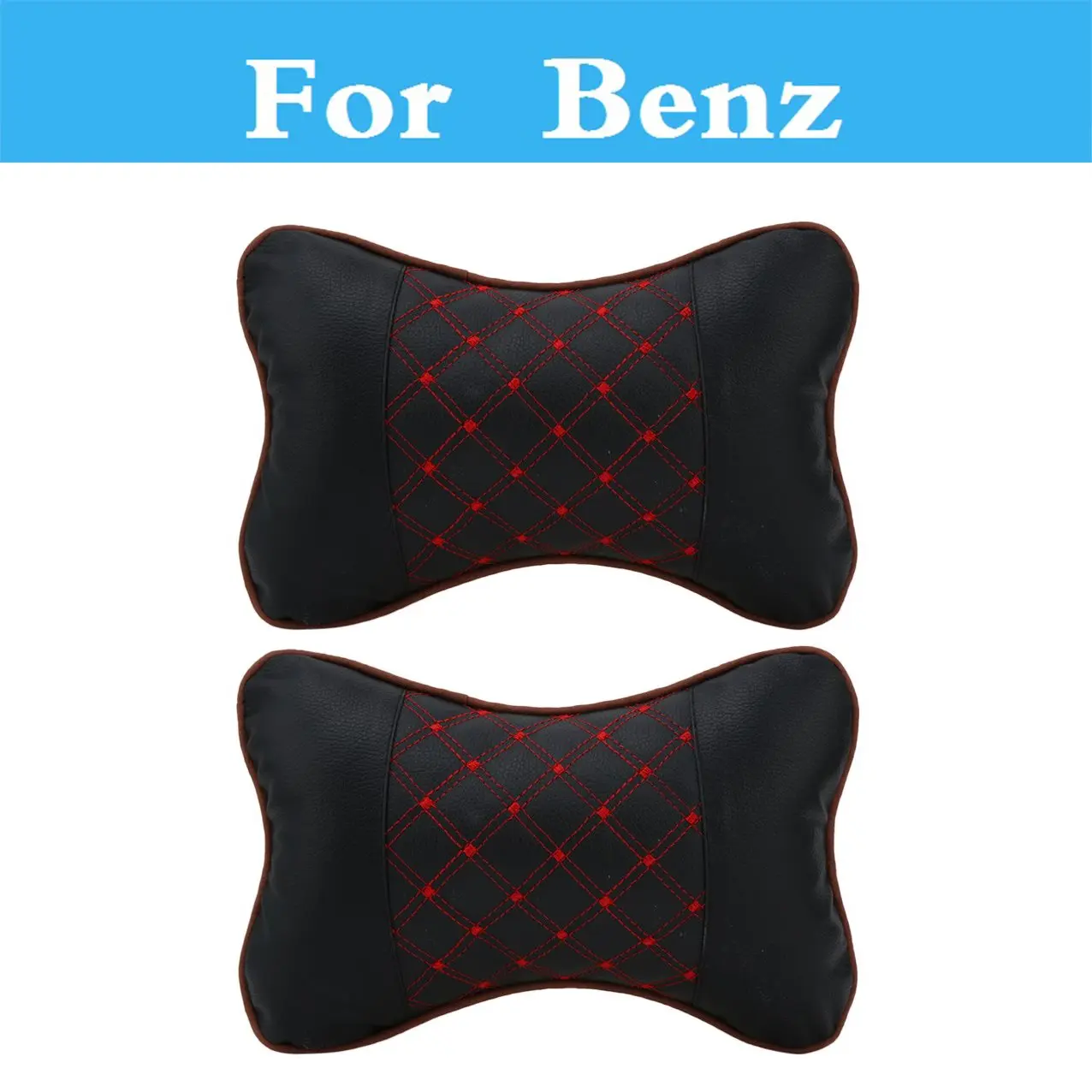 2pcs Leather Pp Cotton Car Headrest Neck Cushion Pillow For Benz A Amg B E C S Glass Cla Gla Cls Gle Glc C63s A45 | Автомобили и