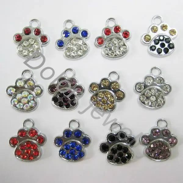 4 шт. смешанные цвета никель Размер собака или кошка лапа печать амулеты животное