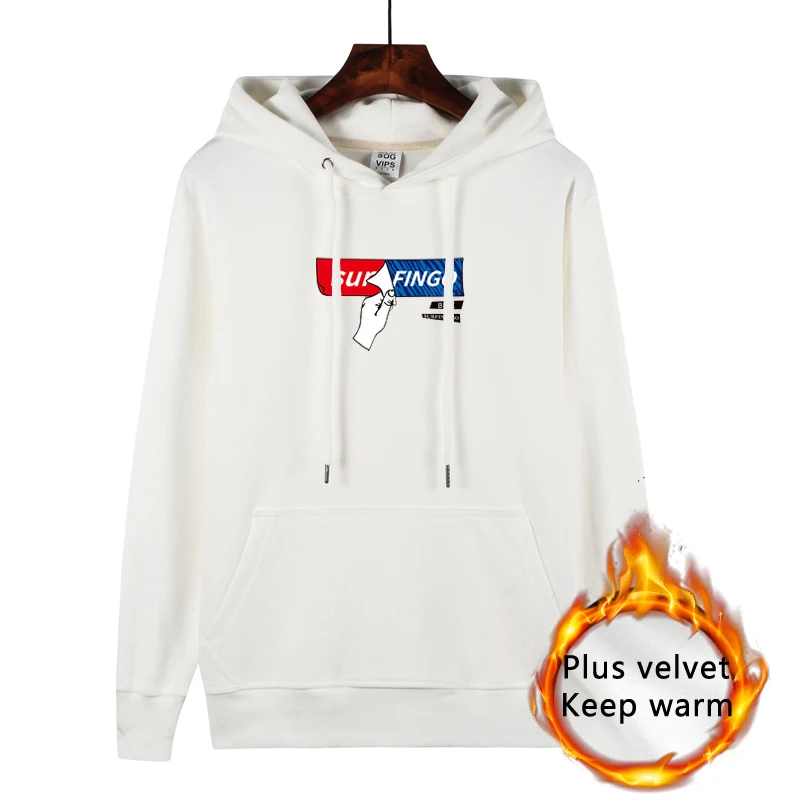 White plus velvet Толстовка женская свободная повседневная красный черный белый с длинными рукавами harajuku толстовки пуловеры плюс размер одежды весна осень зима - Цвет: White plus velvet