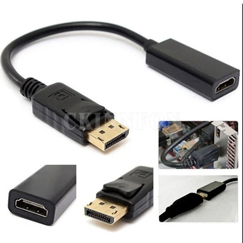 

100 шт./лот адаптер с портом дисплея на HDMI, DP порт дисплея на HDMI-совместимый конвертер штекер на гнездо Позолоченный шнур