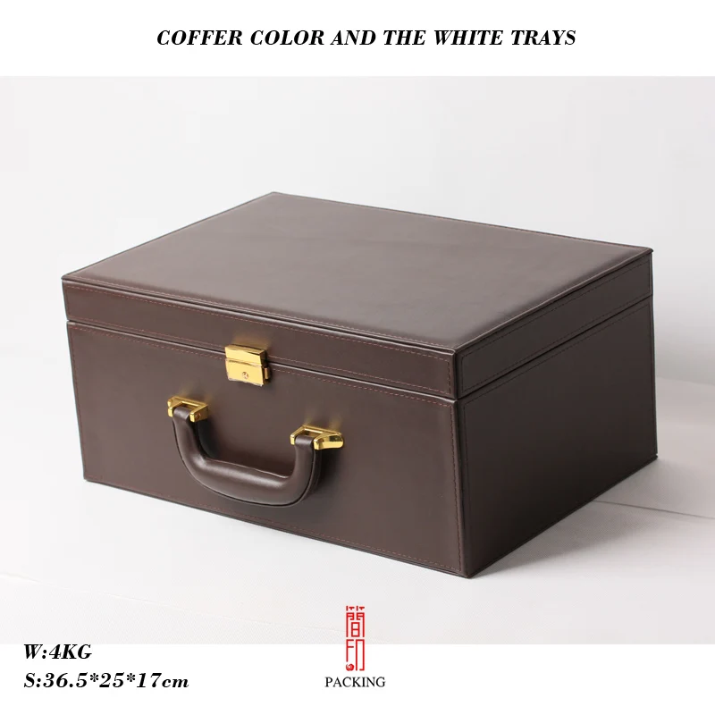 Шкатулка для ювелирных изделий из натуральной кожи черного и коричневого цвета