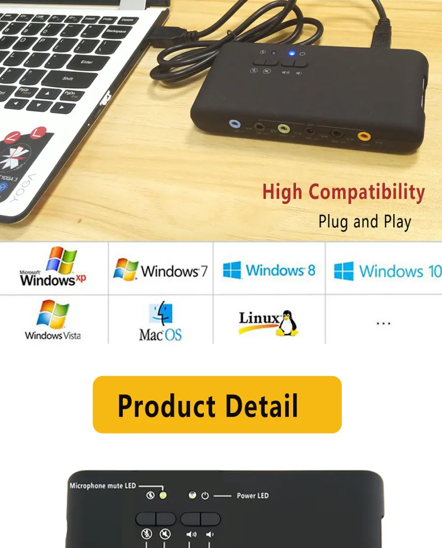 USB 2,0 Звуковая карта добавить на карты Cmi-6206 чипсет USB 7,1 Звуковая карта с SPDIF и USB Удлинительный кабель Дистанционное Пробуждение поддержка
