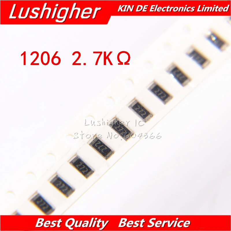 100 шт. 1206 SMD резистор 5% 2 7 K Ohm 272 ком|Резисторы| |