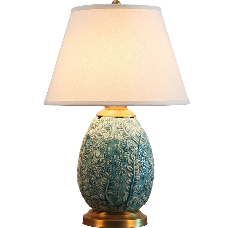 Ретро креативная резная Синяя Керамическая Светодиодная лампа E27 в