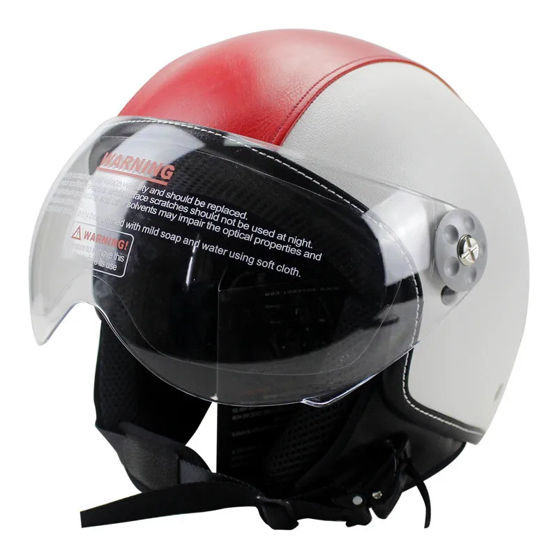 Черный шлем Spitfire moto rcycle, винтажный шлем с открытым лицом, ретро 3/4, полушлем casco moto capacete moto ciclismo - Цвет: red white