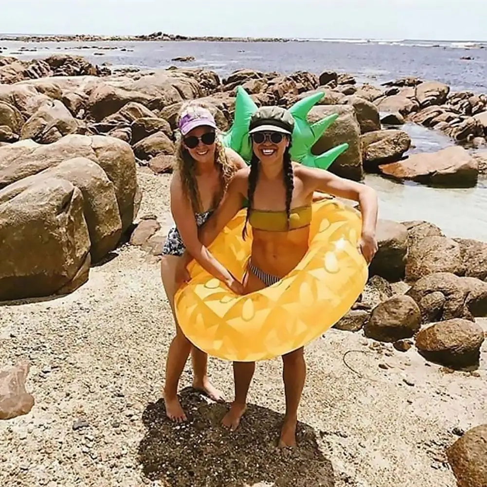 Inflatable Pineapple Swim Ring Adult Floating Row Bed Oversized Mount Water Foldable Portable Life Buoy | Спорт и развлечения