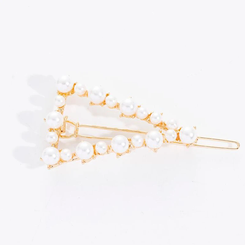 XIYANIKE Women Fashion Hair Accessories Geometric Zinc Alloy Pearl Hairpin Lady Simple Clip Triangle Square Minimalist | Украшения и