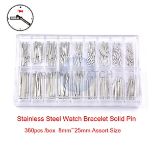 Детали для часов, набор из нержавеющей стали с твердыми штифтами для часов, 8 мм  25 мм, ассортимент, 1 боковой рифленый браслет для часов, звеньевые детали для часовщика