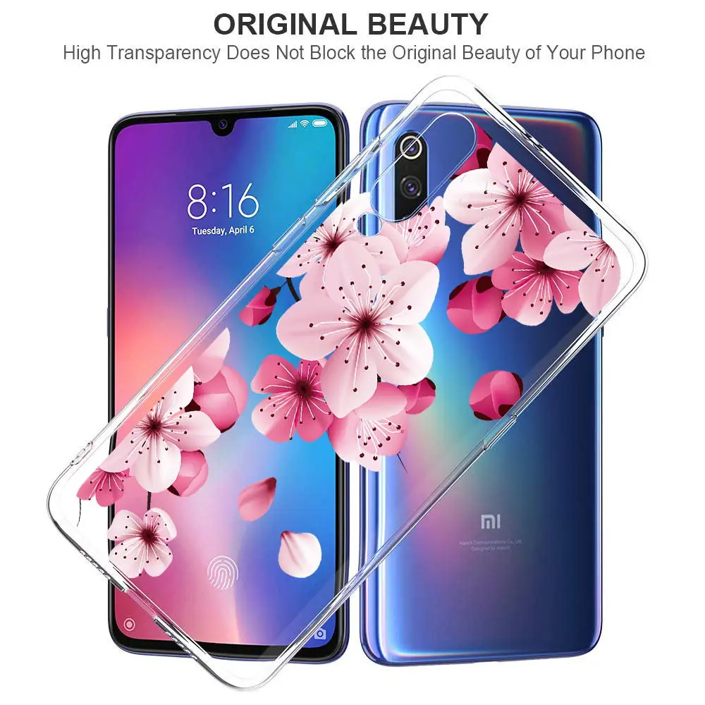 Тонкий прозрачный мягкий чехол из ТПУ с узором для Xiaomi Mi 8 Lite 9 se Max 3 Mix 2S A1 A2 F1 6