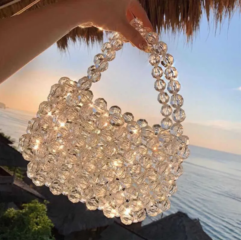 Bolsa do Desenhador Bolsa de Pérolas de Cristal Bolsa para Mulheres de Cristal Verão Novo Transparente Geléia Bolsa Embreagem Crossbody Mensageiros Totes