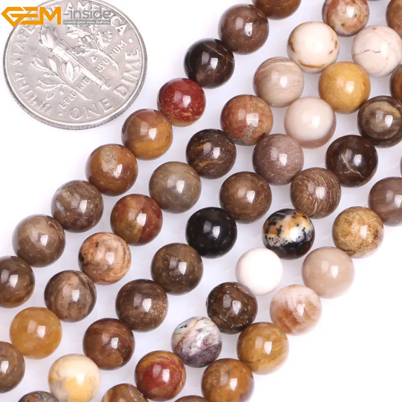 Бусины Из Натурального Коричневого и американского кремниевого дерева с