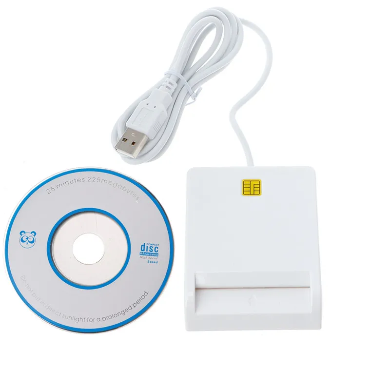 Белый Смарт USB кард-ридер адаптер военный USB общий доступ EMV с cd-драйверами для SIM/ATM/IC/ID карты черный/белый - Цвет: Белый